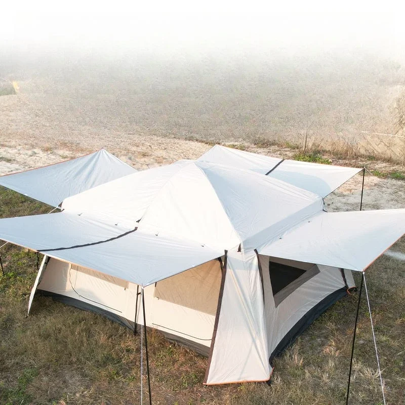 Outdoor big tent fully enclosed, double-layer sun protection and rainstorm protection tent for many people
