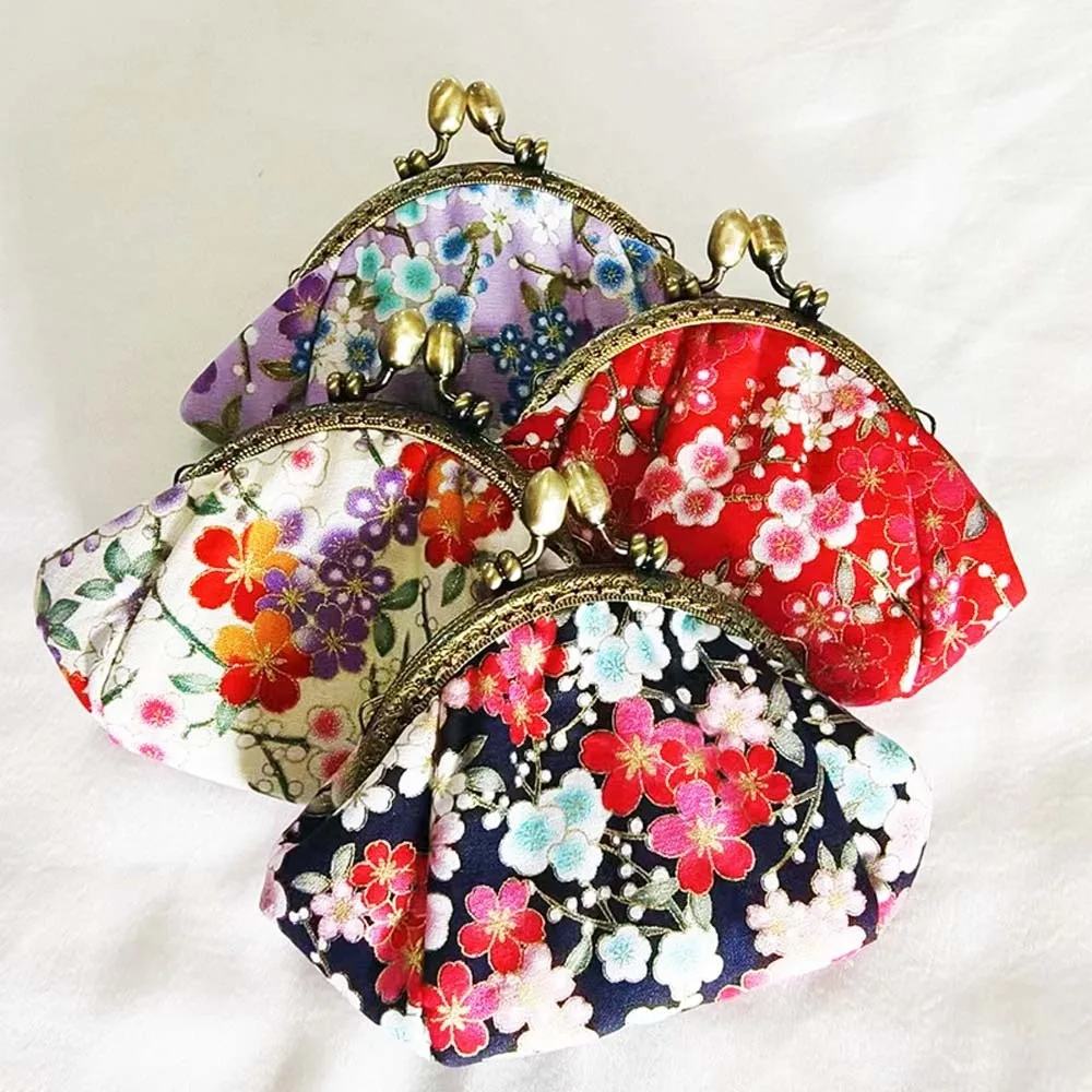 Creative Anti-lost Kiss Lock Coin Purse Polyester Thickened Canvas Mini Pouch Portable Chinese Style Printed Small Pocket Women