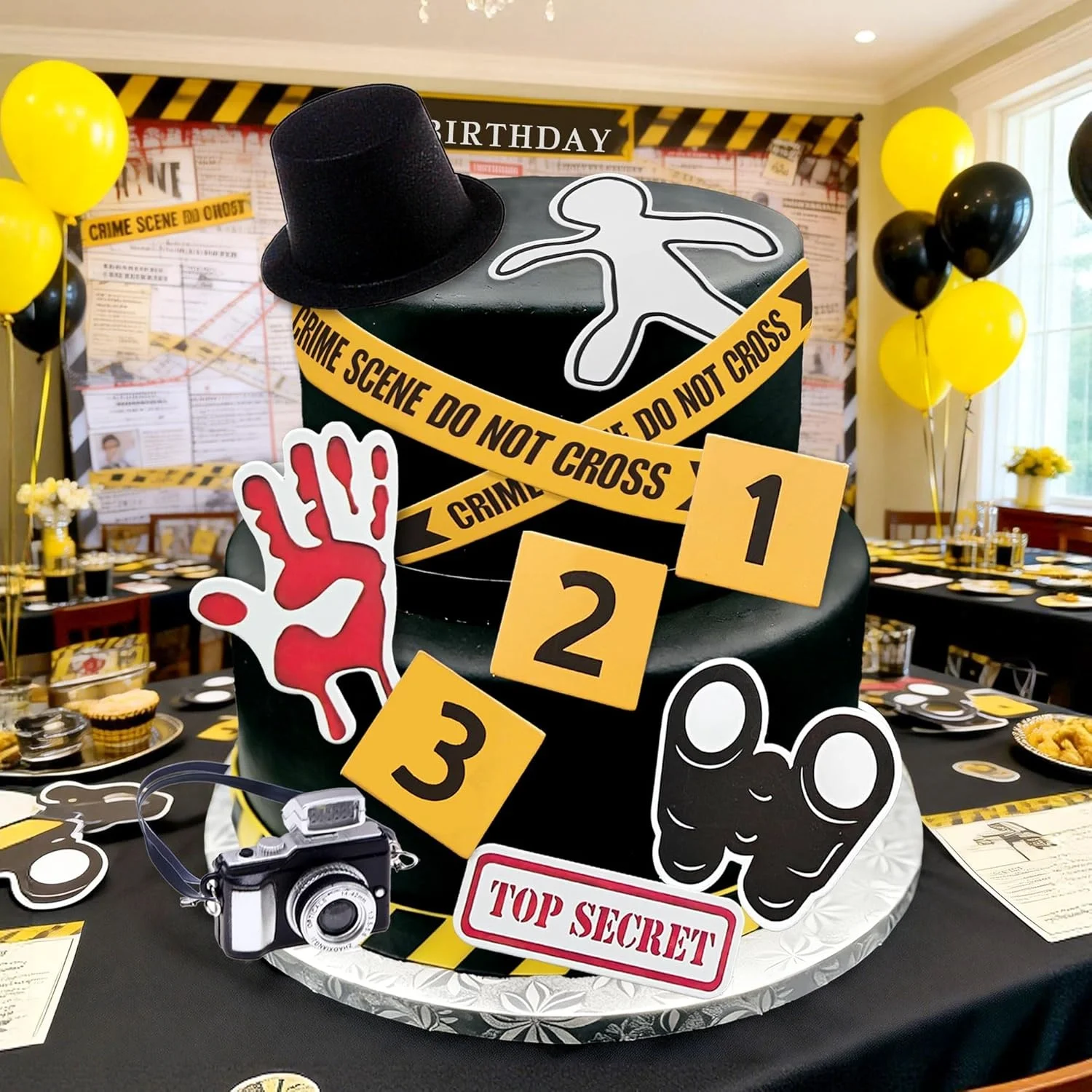 LaVenty Detective Cake Decor Detective Birthday Party Decoration Mystery Sign for Mystery Party Secret Spy Theme Birthday
