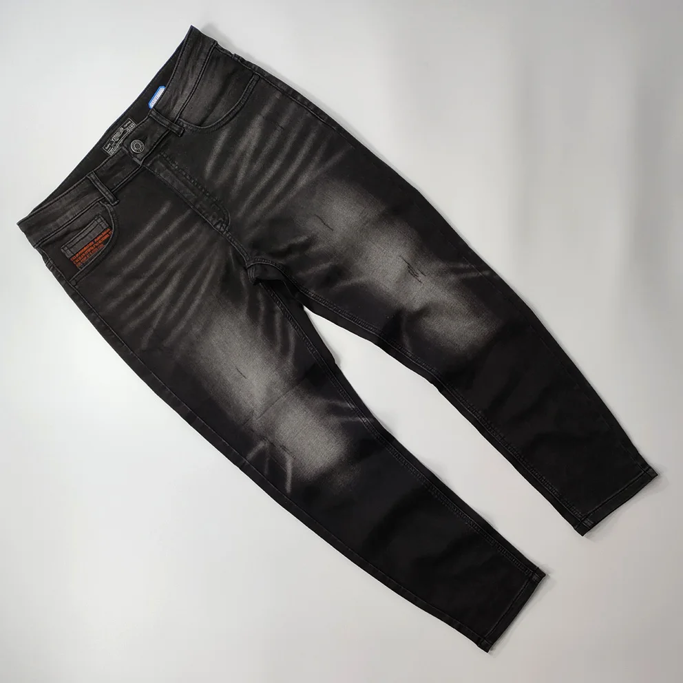 

Slim Fit Men's Jeans Soft Fabric e Wa Water Waist Youth Trend Four Seasons Long Pants Casual Sle mid Waist Zipper Fly