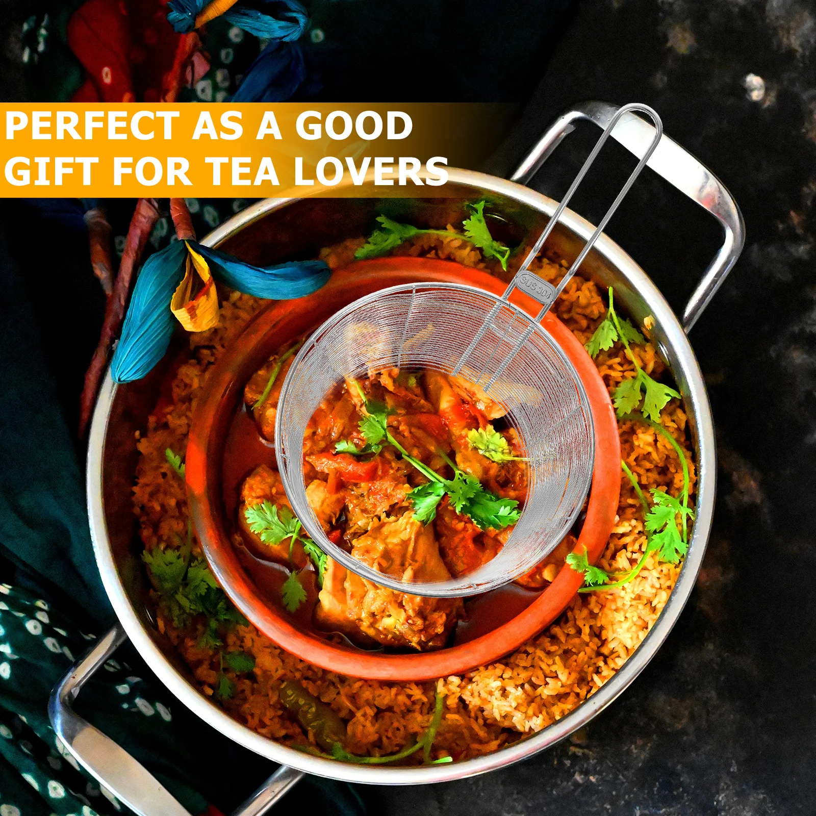 

Stainless Steel Mesh Basket Deep Fry Colander Kitchen Noodle Strainer For Pasta Vegetables Fries Food Draining Tool