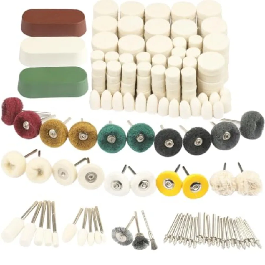 

246PCS Polishing Buffing Wheel Polishing Kit for Dremel, Felt Wool Pad Set with Polish Compound, Wheel Grinding Head Point and