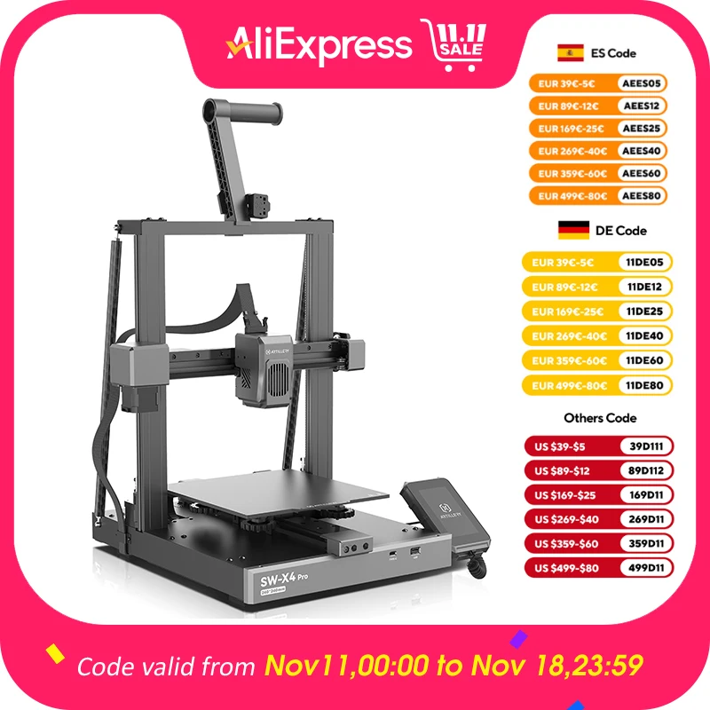 Artillery Sidewinder X4 PRO 500mm/s High Speed FDM 3D Printer with 240x240x260mm Printing Area X Y-axis All Metal Linear Rail