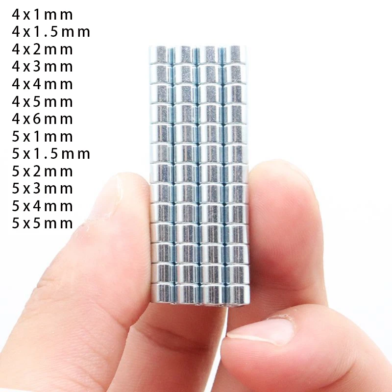 50PCS D4/5mm Circular Disc Neodymium Powerful Magnets Thick 1 1.5 2 3 4 5 6mm N35 Rare Earth NdFeB Iron Boron Magnets