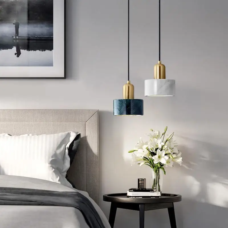 

YEBMLP Nordic Marble Hanging Light Indoor Minimalist Chandelier Living Room Restaurant Bar Art Decor Pendant Light Creative Lamp