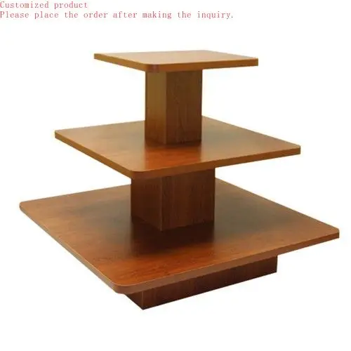 

Custom.Stackable Walnut 3-Tier Square Display Table for Commercial Showroom