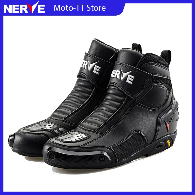 NERVE Motorcycle Leather Boots Man Wear-resisting Ventilation Non-slip Keep Warm Off Road Short Boots Riding Protection Gear