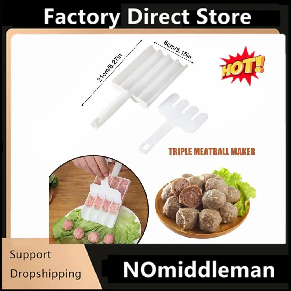 

1Set Meatball Maker Upgraded Pushing Non Stick Stuffed Poultry Meat Ball Shaping Cooking Scoop Food -grade PP Material Kitchen