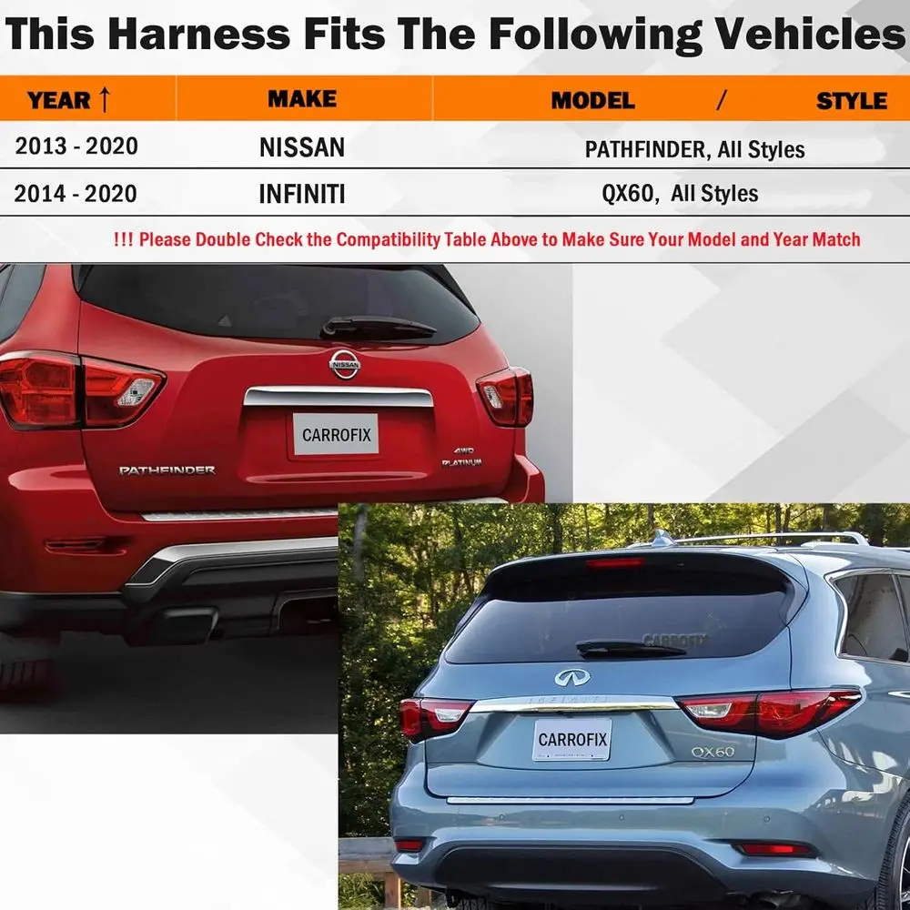 حزام أسلاك مقطورة على طراز RV بـ 7 اتجاهات لسيارة Nissan Pathfinder (2013-2020) وInfiniti QX60 (2014-2020) جانب السيارة مناسب تمامًا 7 #2