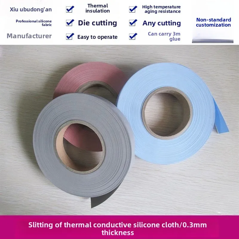 

Silicone Cloth 0.3 0.5mm Thick Slit 11 20 25 30 40 50 60m Heat Dissipating Insulating Thermal