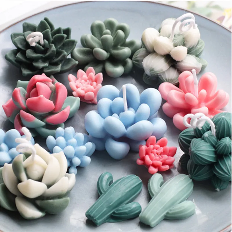 DIY Succulent Cactus Silicone Mold Plant Modeling Candle Mold Fondant Cake Chocolate Baking Mold Candle Stove Resin Mold