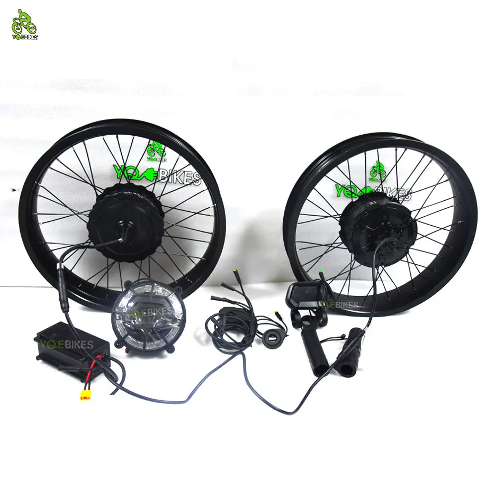 

YQEBIKES Super Power DIY Dual Drive Power System Ebike Front 1000W Rear Motor 2000W Dual Battery Electric Bike Conversion Kit