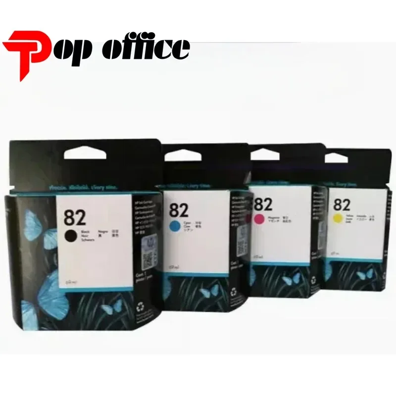 4pcs Original 82 C4844a Ch565a C4911a C4912a C4913a Cartucho de tinta expiado para impressora HP Designjet 510 111 500 800 815 820