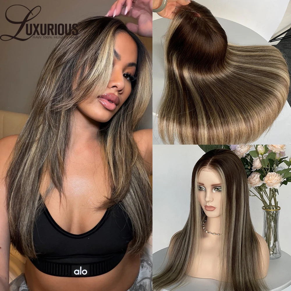 

Handmade Lace Front Human Hair Wig Pre Plucked Highlight Ombre Blonde Colored Wigs Human Hair 13x6 Lace Wig For European Girl