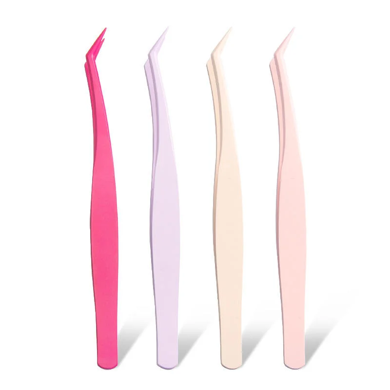 Pinça de cílios antiaderente, pinça profissional de penas douradas para extensão de cílios para iniciantes, ferramenta de chicote sem cola