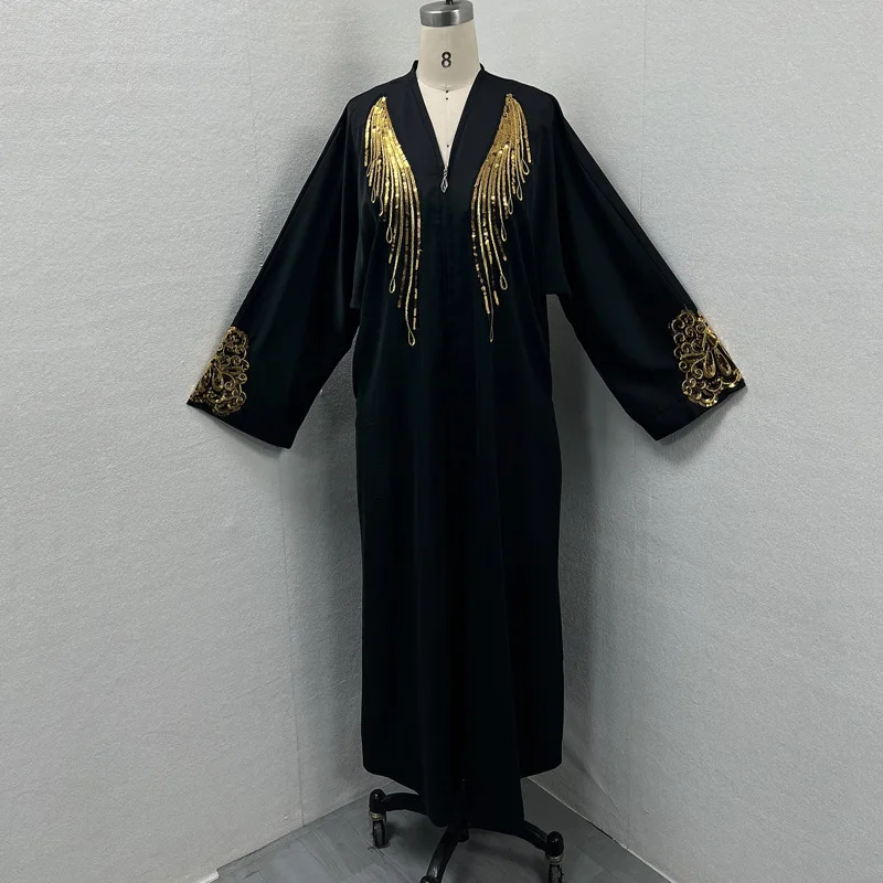 

Ramadan Middle East Dress for Women, Islamic Abaya, Embroidered Lace Cardigan, Dubai Abaya, Luxury Muslim Fashion