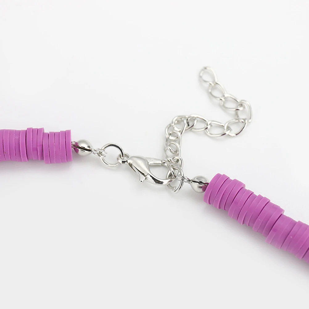 

Clay Alloy Woman Lightweight Comfortable 6Mm Purple Round Pieces Pendant Decor Metal Necklace Leisure Beach Festival Necklace