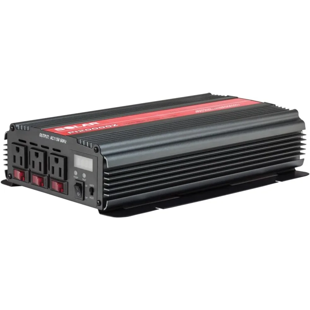 محول طاقة بموجة جيبية نقية 2000 وات تيار مستمر 12 فولت إلى تيار متردد 220 فولت مع منافذ تيار متردد مزدوجة ومنفذ USB