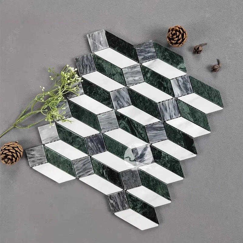 Natural marble mosaic stone parquet background wall non-slip wear-resistant floor tiles kitchen