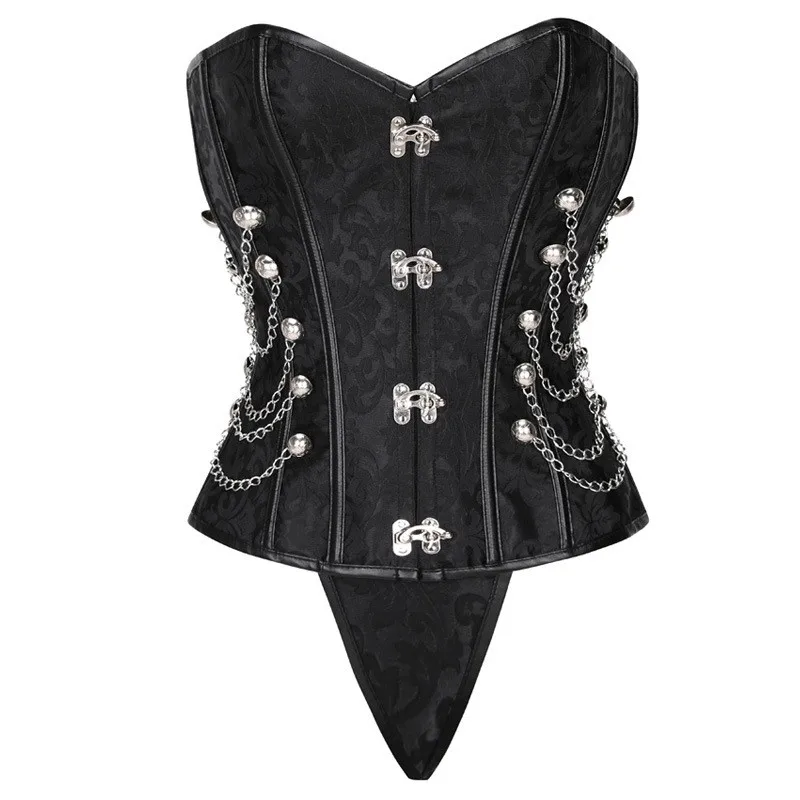 

Gothic Corset Overbust Bustier Retro Vintage Slimming Gorset Plus Size 6XL Waisttrainer Shaper Metal Chain Corselet Korsett Cool