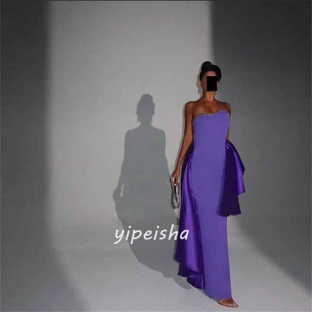 Vestidos largos sin tirantes con pliegues de diamantes de imitación, Jersey clásico personalizado de alta calidad, vestidos para ocasiones a medida, tallas disponibles