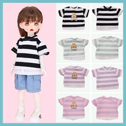 1/6 Bjd Doll Cotton Clothes Stripe T-Shirt With Cat Cartoon Pattern Handmade Doll Clothes For 1/6 Bjd Doll, 12 Inch 30cm Yosd