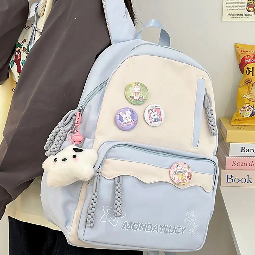 Mochila multifuncional para estudante, Bolsa boneca de grande capacidade, Bolsa para laptop de nylon, Estilo japonês bonito