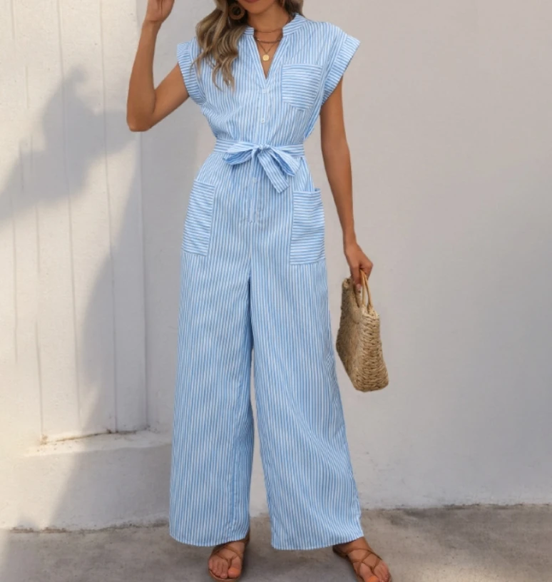 Jumpsuit with striped straps