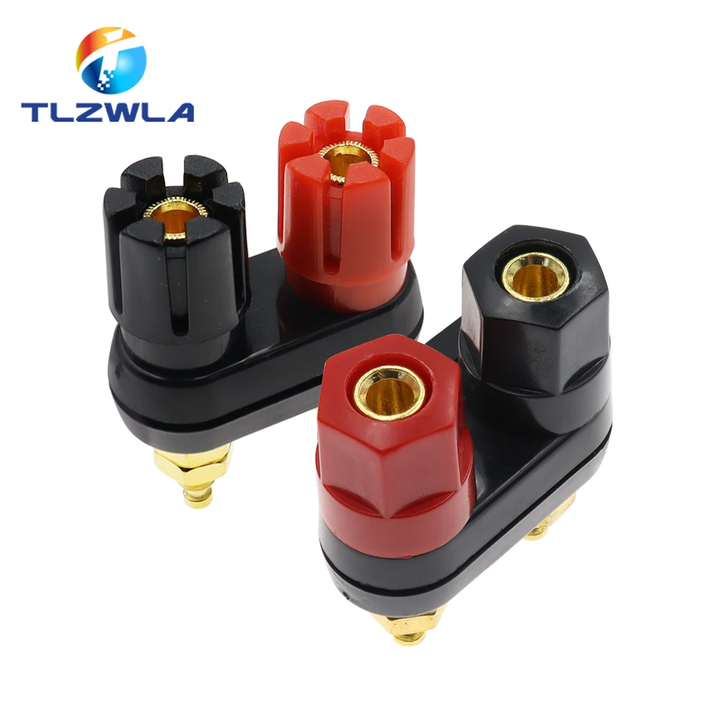 1 pçs plugues de banana casal terminais vermelho preto conector amplificador terminal ligação post banana alto-falante plug jack