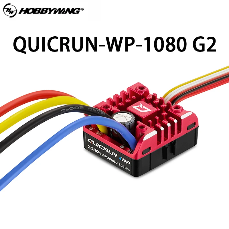 السرعة الإلكترونية الأصلية HobbyWing QuicRun WP 1080 G2 80A ​ ​ وحدة تحكم لسيارة الزاحف المصقولة 1/8 1/10 RC