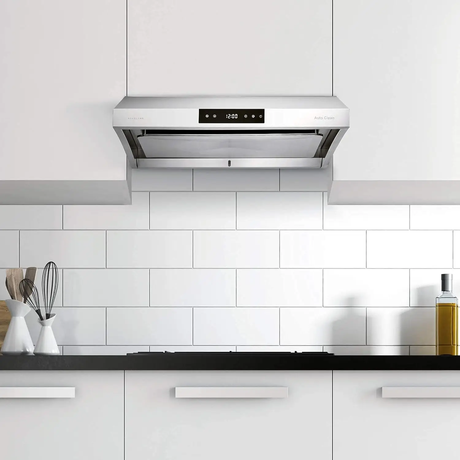 Hauslane | Chef Series Range Hood 30" PS38 PRO PERFORMANCE Stainless Steel Slim Under Cabinet Range Hood Design | Steam