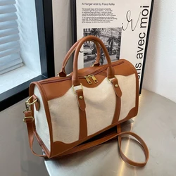 Vintage Boston Canvas Handbags Women Large Capacity Travel Messenger Bags Fashion Casual Female Shoulder Bag