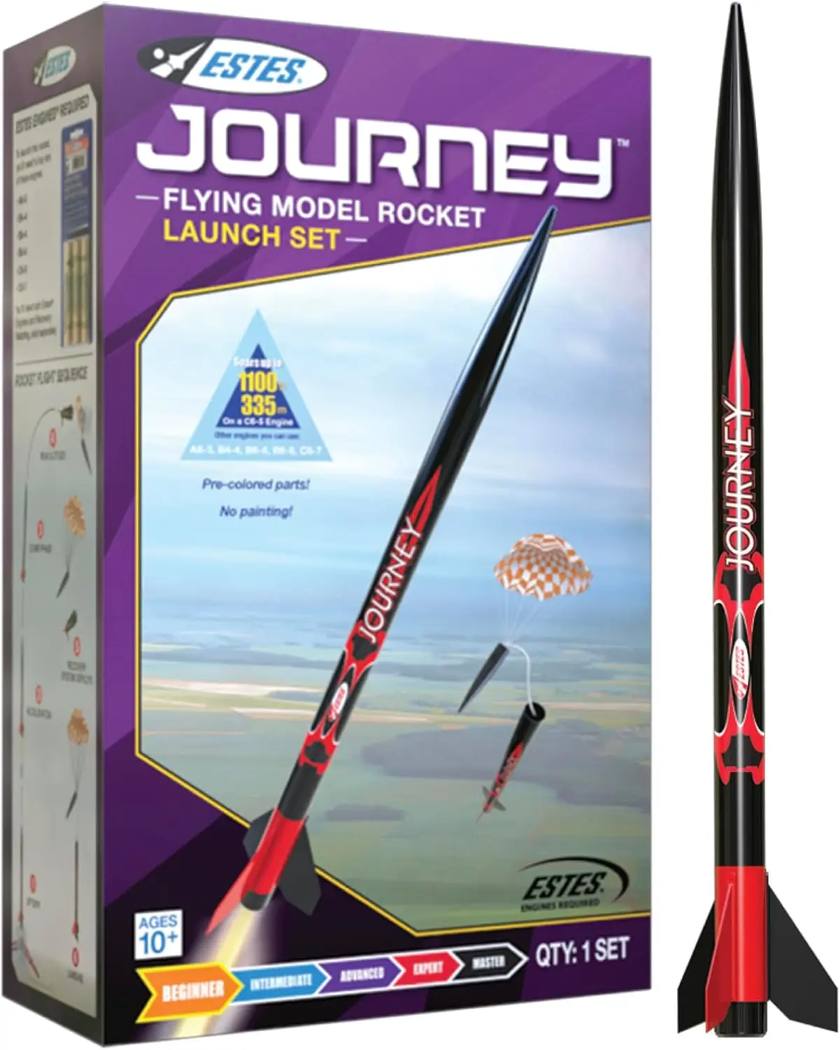 

Beginner Rocket Launch Set for Ages 10+, Includes Pad, Controller, Parachute - Soars to 1100ft