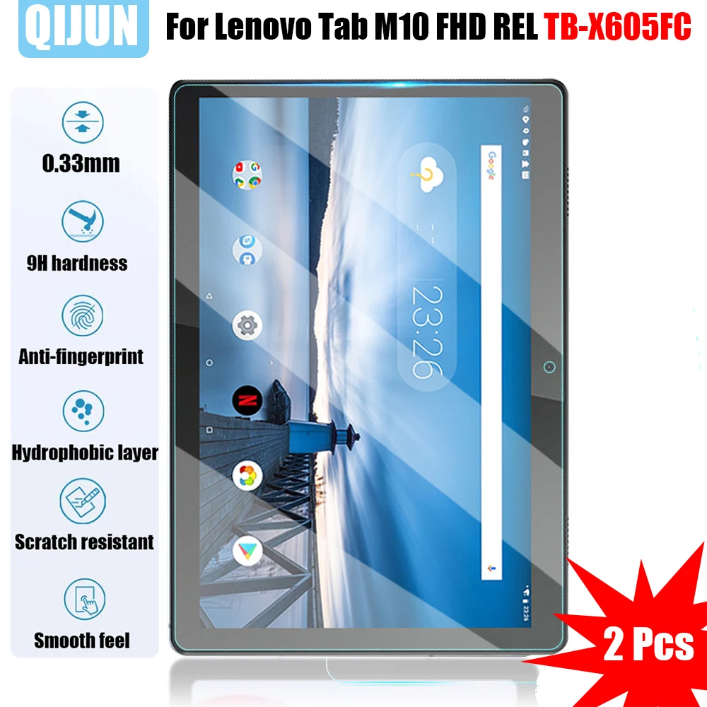 

Tablet Tempered glass film For Lenovo Tab M10 FHD REL 10.1" Explosion Scratch proof membrane Anti fingerprint 2 Pcs TB-X605FC