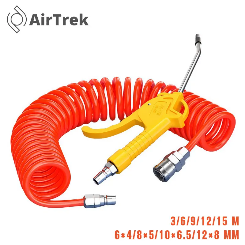 

Pneumatic PU Spring Tube 8/10/12mm - Air Compressor Hose - Telescopic Coiled Tube with Fittings - 6/9/12/15m Options