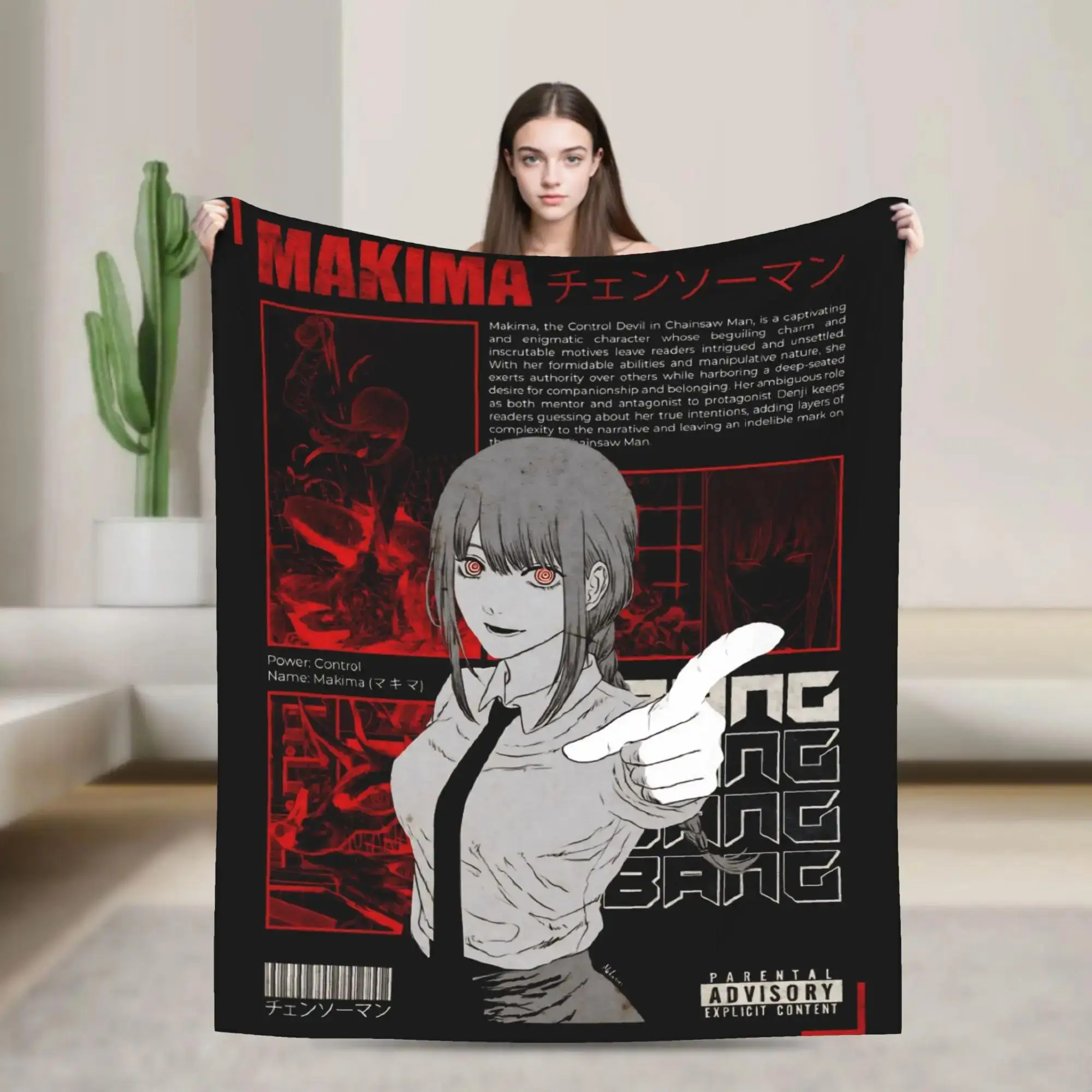 

Плюшевое одеяло «Человек-бензопила» с Макимой, мягкое фланелевое покрывало для детей и взрослых, накидка на диван, покрывало на кровать