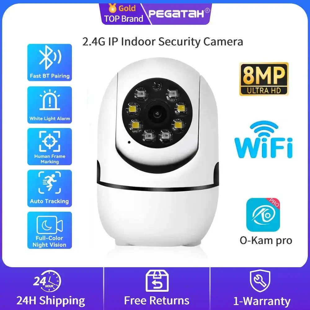 

Wi-Fi IP-камера для умного дома с автоматическим отслеживанием, 8 МП, полное ночное видение, 5,0-кратный зум, сетевая беспроводная видеокамера видеонаблюдения, детская камера безопасности O-Kam pro