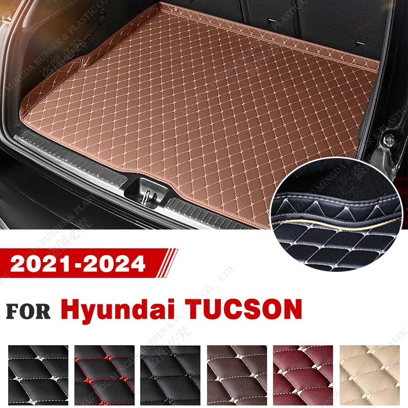 Car Trunk Mat For Hyundai TUCSON 2021 2022 2023 2024 Custom High Quality Leather Car Accessories Auto Interior Decoration