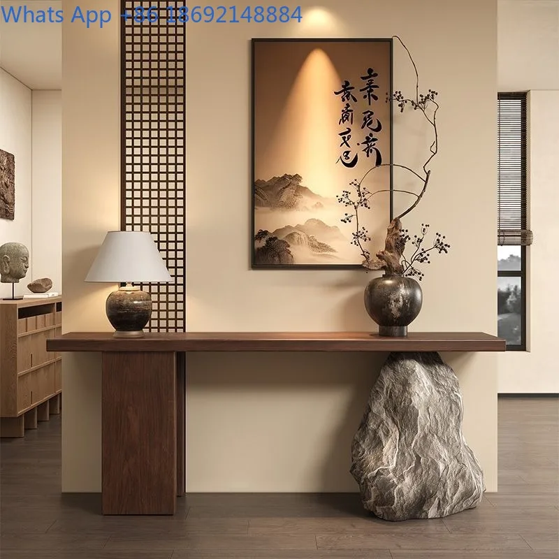 

Vintage Style Solid Wood Entryway Wall-Mounted Console Table Living Room Entrance Modern Simple Imitation Landscape Table