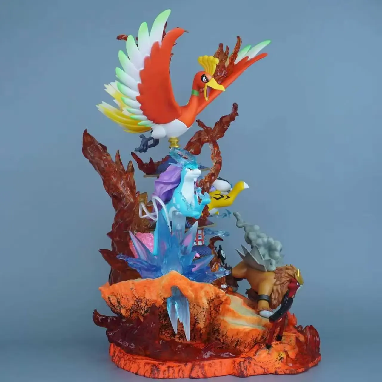 Estatua de Pokémon de Anime, tres bestias sagradas, Raikou Entei Suicune, figura de acción de PVC, modelo de juego coleccionable, juguetes para niños, regalos de muñecas de 40cm
