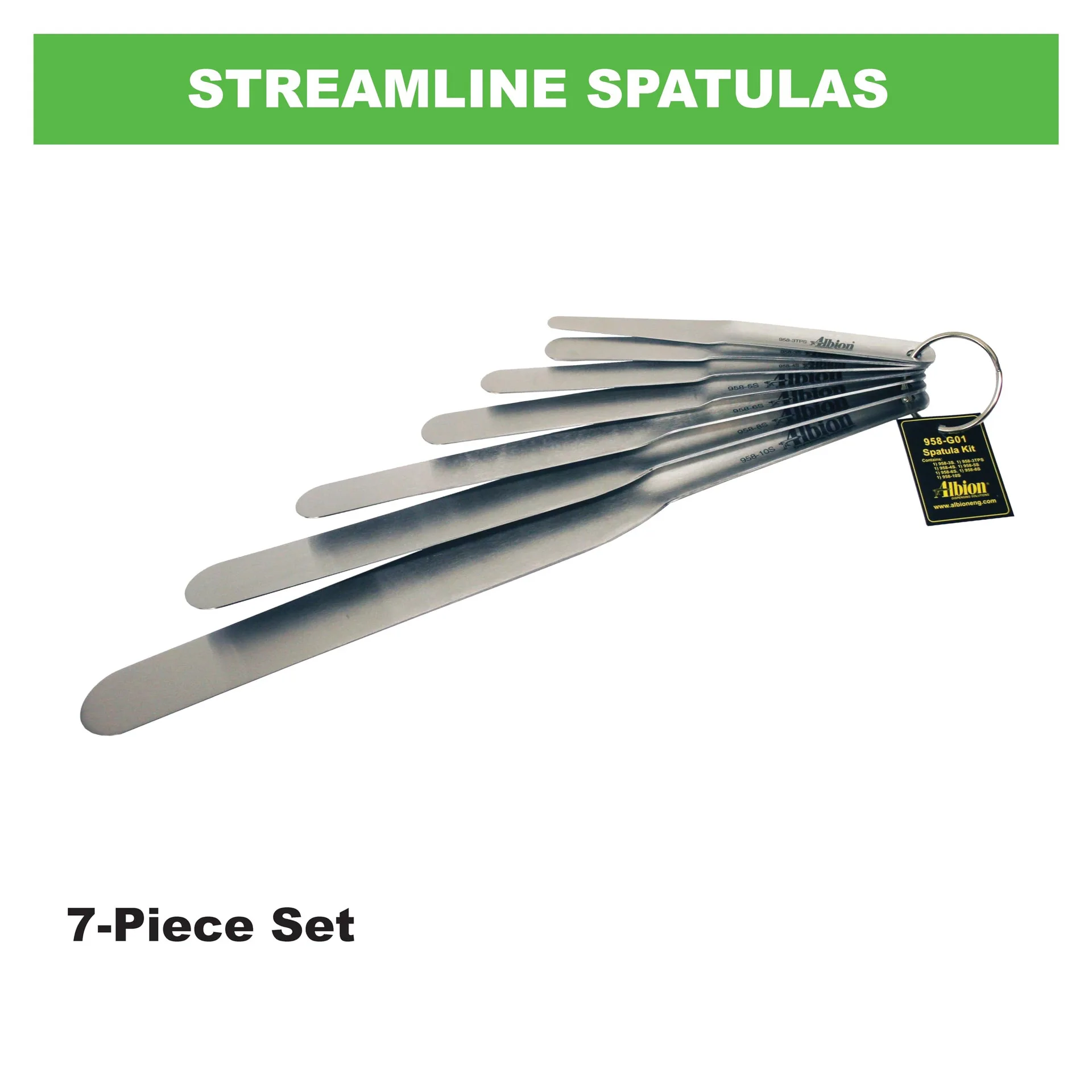 Albion Engineering 958-G01 Streamlined Grouting Trowel 7pcs Set