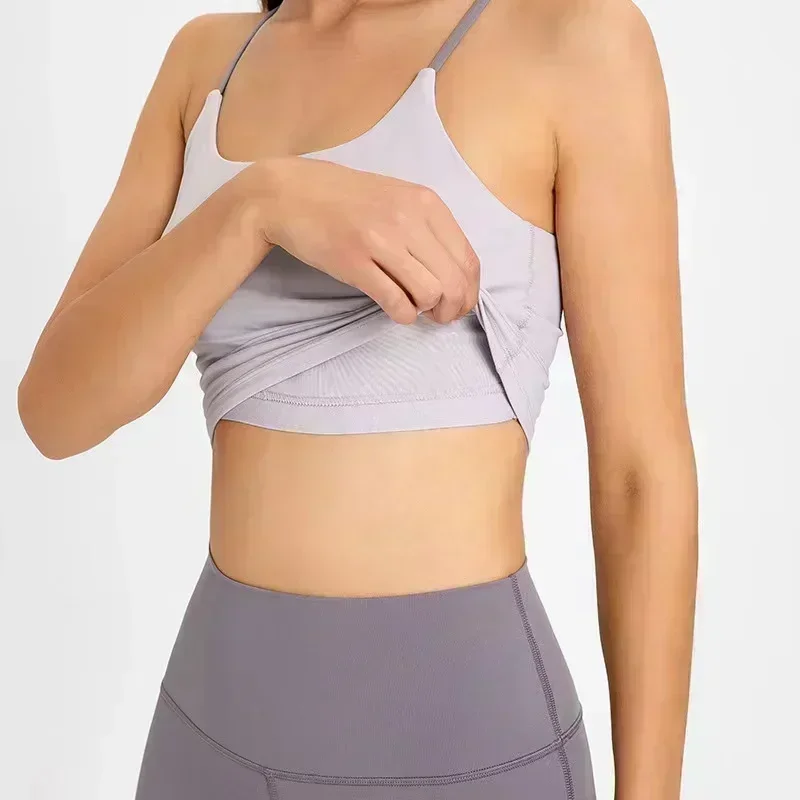 Chaleco para correr con limón, camiseta sin mangas de entrenamiento con tirantes cruzados, camiseta sin mangas deportiva Sexy para gimnasio para mujer, Tops atléticos sueltos