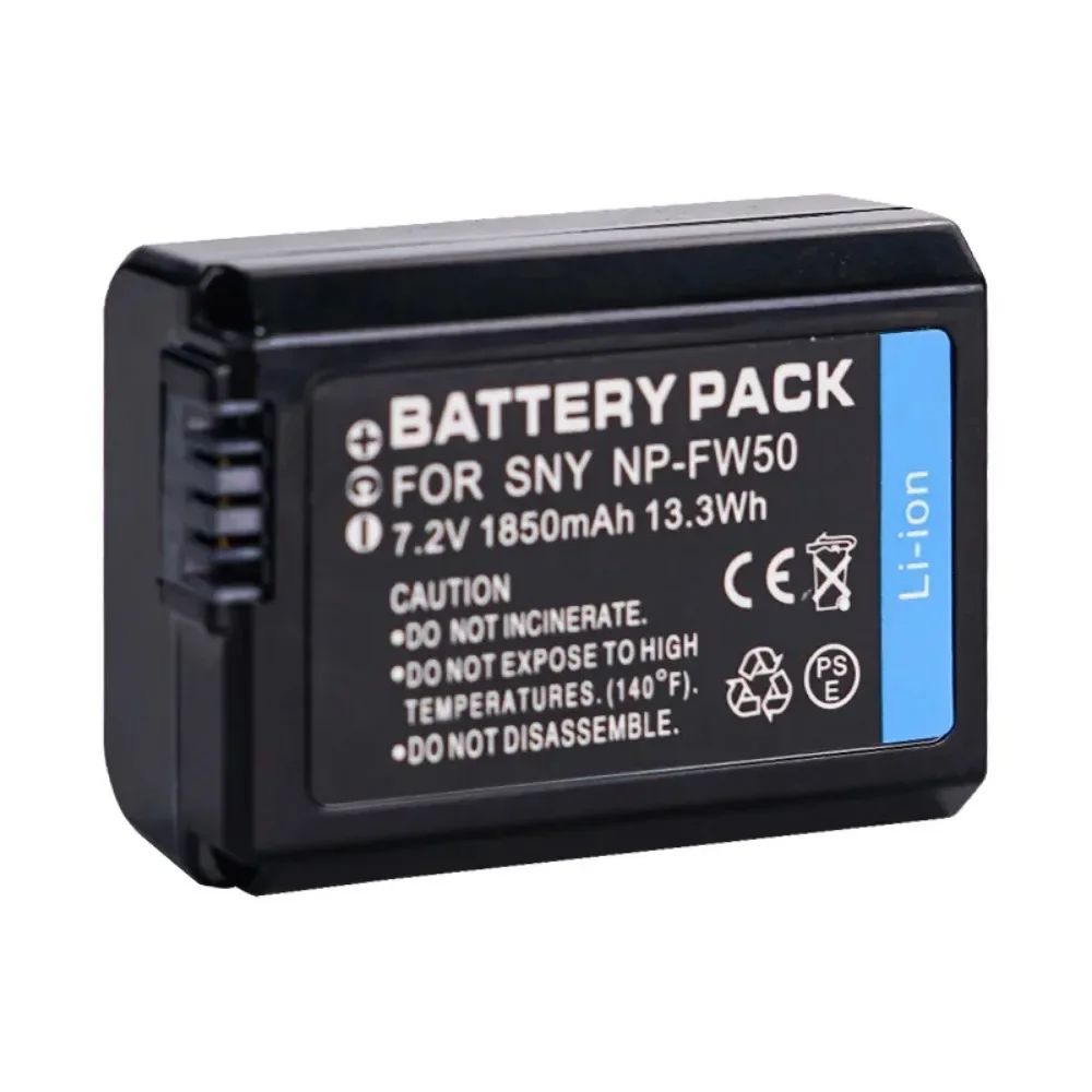 7.2V 1850mAh High Capacity NP-FW50 Battery+LED USB Dual Charger for Sony A6000 A6100 A6300 A6400 A7M2 R2 ZVE10 Camera Battery