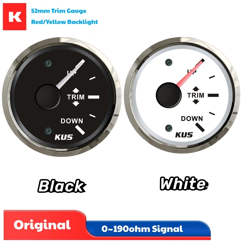 

KUS Auto 52mm Trim Gauges Down to Up or Up to Down Display Trim Meters 0-190ohm Input Signal with Red / Yellow Backlight 9-32v
