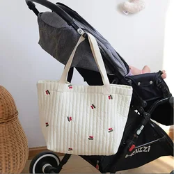 Borsa per maternità di grande capacità Borsa per pannolini per bambini con coniglietto orso ricamato per passeggino Borse per pannolini per mamma da viaggio portatili