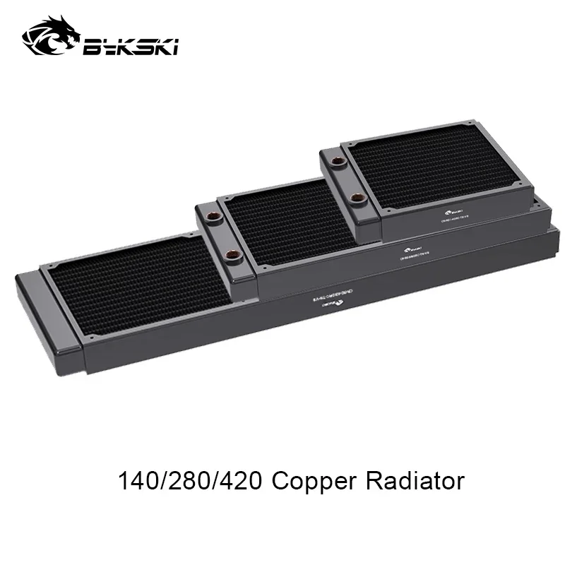 Bykski 28mm Thin Radiator Copper 140/280/420,1 Layer 16 Waterways/ 14 FPI/ 140mm Fan Computer Water Cooling Liquild Cooler Row