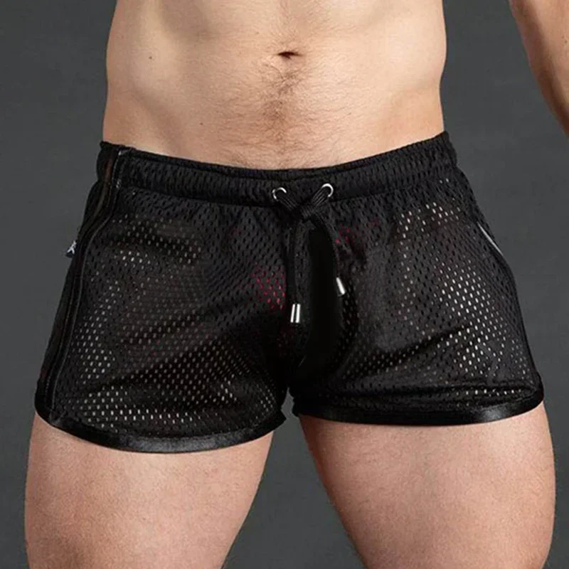 Schnell trocknende Sportshorts für Herren, Sommer, Strand, lässig, Fitness, Training, Fitnessstudio, Mesh, atmungsaktiv, weiche Badehose, Kleidung,