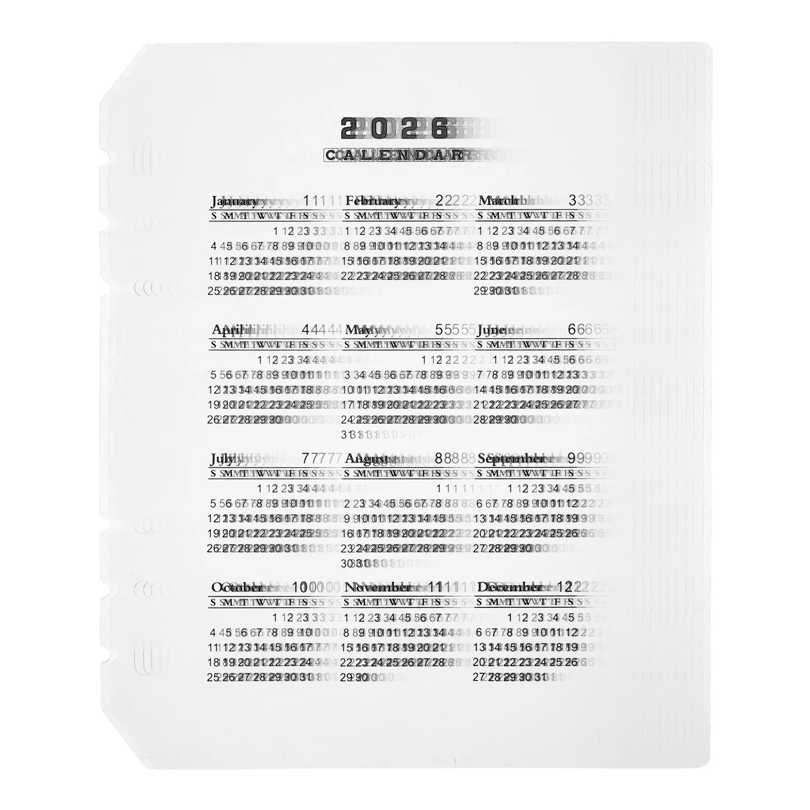 12Pcs A5 Transparent Frosted Calendar Dividers 2026 Detachable Plastic Binder Separators for Loose-Leaf Notepad Organizer Refill