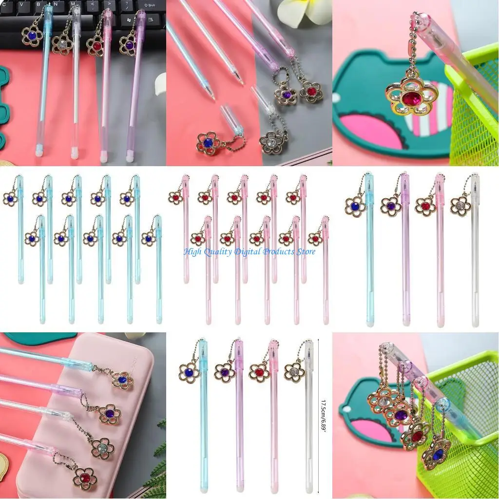 

U2JE 10x/Set Smooth Neutral Pens Plum Pendant Gel Pens 0.5mm Pens School Office Supplies for Journaling Writing