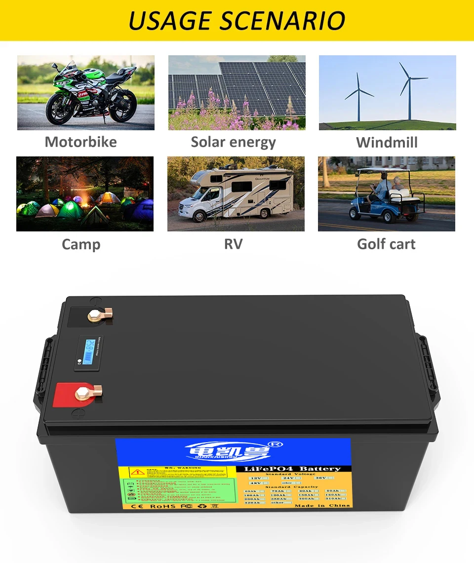 New 12V 24V 48V 310ah 200ah 150ah 100ah Lifepo4 Battery Pack Lithium Iron Phosphate RV Marine Large Yang Rechargeable Battery